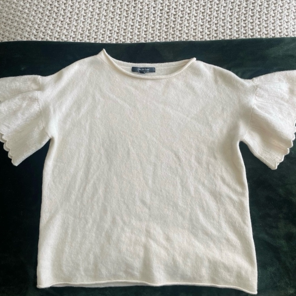 Saks fifth avenue Cream Ruffle Sleeve Top